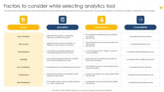 Factors To Consider While Selecting Analytics Tool Digital Project Management Navigation PM SS V
