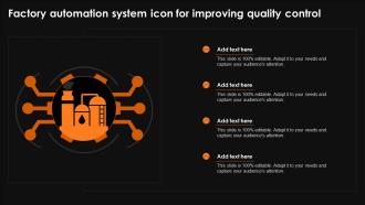 Factory Automation System Icon For Improving Quality Control