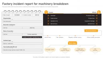 Factory Incident Report For Machinery Breakdown