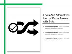 Facts and alternatives icon of cross arrows with bulb