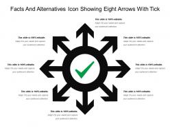 Facts and alternatives icon showing eight arrows with tick