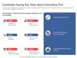 Factsheets having key stats about consulting firm electronic government processes ppt formats