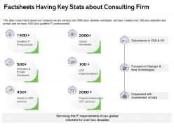 Factsheets having key stats about consulting firm global ppt powerpoint presentation layouts diagrams