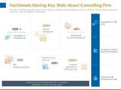 Factsheets having key stats about consulting firm portals developed ppt model