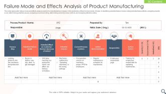 Failure Mode And Effects Analysis Of Product Manufacturing