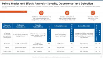 Failure modes and effects analysis severity occurrence and detection