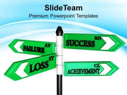 Failure success and achievement business signpost powerpoint templates ppt themes and graphics 0313