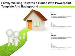 Family walking towards a house with powerpoint template and background
