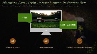 Farming Firm Elevator Pitch Deck Addressing Global Capital Market Platform For Farming Firm