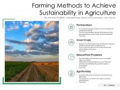 Farming methods to achieve sustainability in agriculture