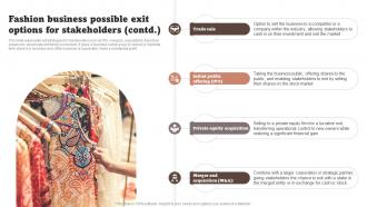 Fashion Business Possible Exit Options For Stakeholders Fashion Startup Business Plan BP SS