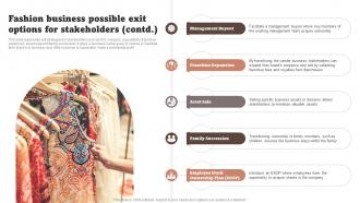 Fashion Business Possible Exit Options For Stakeholders Fashion Startup Business Plan BP SS Multipurpose Informative