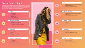 Fashion Company Profile Product Offerings Ppt Infographics CP SS