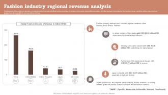 Fashion Industry Regional Revenue Analysis Fashion Startup Business Plan BP SS