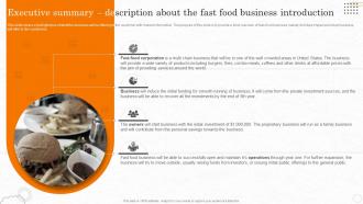 Fast Food Business Plan Executive Summary Description About The Fast Food Business BP SS