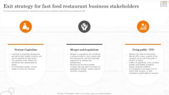 Fast Food Business Plan Exit Strategy For Fast Food Restaurant Business Stakeholders BP SS