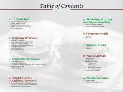 Fast food restaurant business table of contents ppt powerpoint presentation summary show