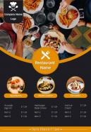 Fast food restaurant menu brochure two page flyer template