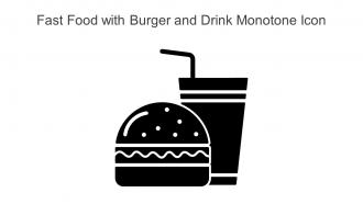 Fast Food With Burger And Drink Monotone Icon In Powerpoint Pptx Png And Editable Eps Format