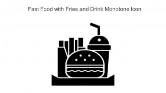 Fast Food With Fries And Drink Monotone Icon