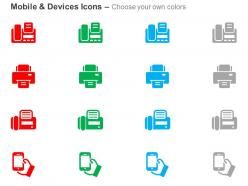 Fax machine print option mobile use ppt icons graphics
