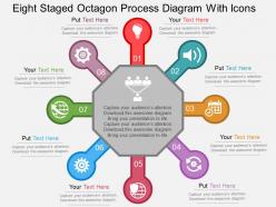 Fb eight staged octagon process diagram with icons flat powerpoint design