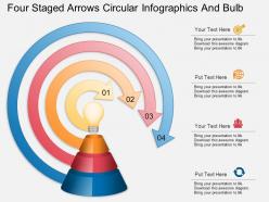 Fb four staged arrows circular infographics and bulb powerpoint template