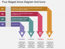 Fc four staged arrow diagram and icons flat powerpoint design