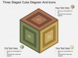 Fc three staged cube diagram and icons flat powerpoint design