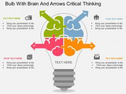 Fd bulb with brain and arrows critical thinking flat powerpoint design