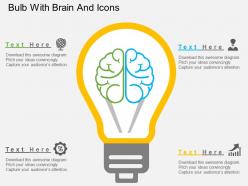 Fe bulb with brain and icons flat powerpoint design