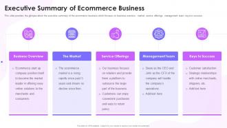 Feasibility Study Templates For Different Projects Summary Of Ecommerce Business