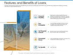 Features and benefits of loans tenure ppt powerpoint presentation gallery influencers