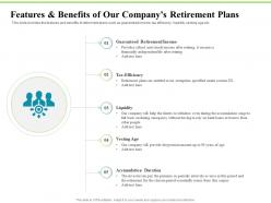 Features and benefits of our companys retirement plans investment plans ppt layouts example