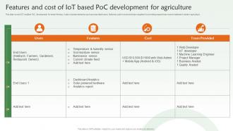 Features And Cost Of IOT Based POC Development For Agriculture