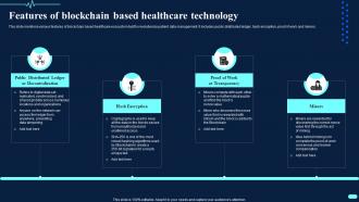 Features Of Blockchain Based Healthcare Technology Transforming Healthcare BCT SS