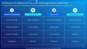 Features Of Various IoT Device Management Platforms