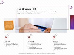 Fee structure development stage shows management firm ppt background