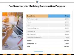 Fee summary for building construction proposal ppt powerpoint presentation slides rules