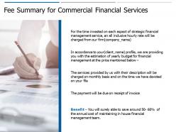 Fee summary for commercial financial services ppt powerpoint presentation outline picture