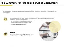 Fee summary for financial services consultants ppt powerpoint