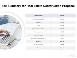 Fee Summary For Real Estate Construction Proposal Ppt Powerpoint Presentation Inspiration Clipart