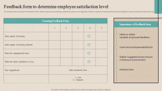 Feedback Form To Determine Employee Optimizing Functional Level Strategy SS V