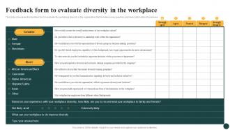 Feedback Form To Evaluate Implementing Strategies To Enhance And Promote Workplace DTE SS