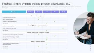 Feedback Form To Evaluate On Job Training Methods For Department And Individual Employees