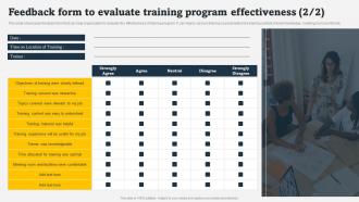 Feedback Form To Evaluate Training Program Effectiveness On Job Employee Training Program For Skills