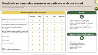 Feedback To Determine Customer Experience With The Brand Customer Research