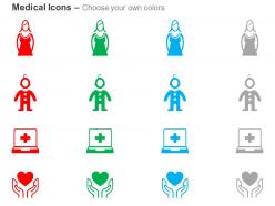 Female child patient health heart care ppt icons graphics