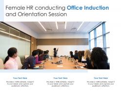 Female hr conducting office induction and orientation session
