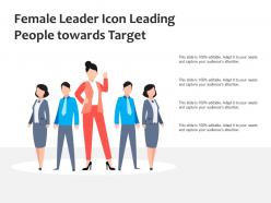 Female leader icon leading people towards target